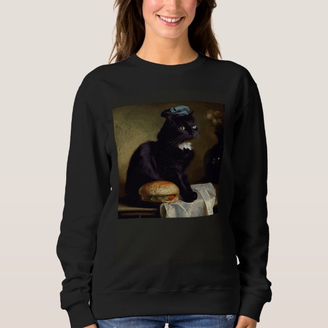 Sudadera Black Cat Thinking Hamburger (Anverso)