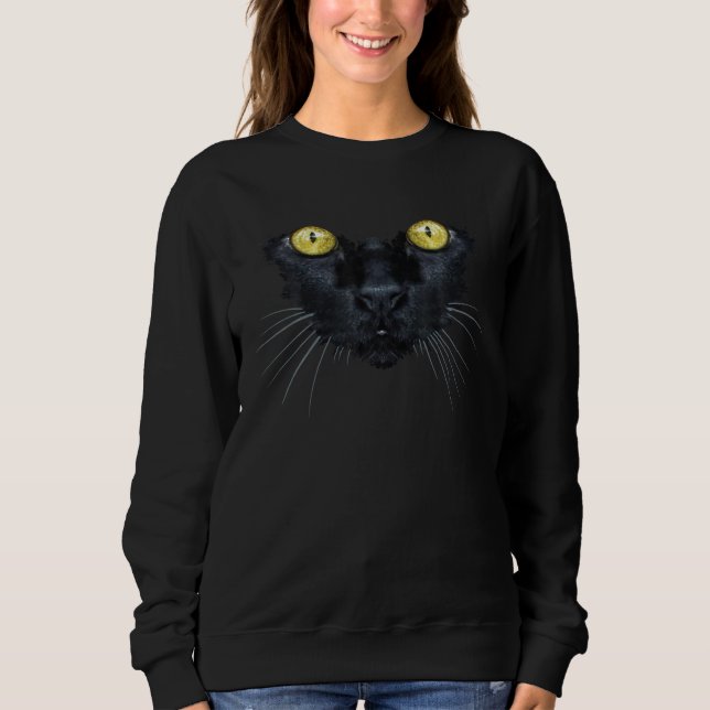 Sudadera Black Cat Yellow Eyes Kitty Kitten Cat Fa (Anverso)