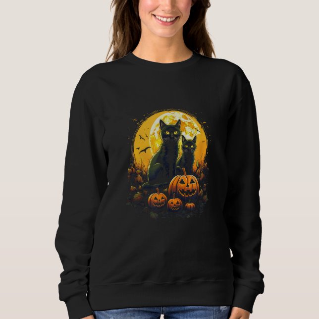 Sudadera Black Cats and Pumpkins Moon  Cat  s Halloween (Anverso)