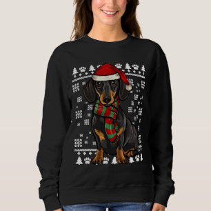 Sudadera Black Dachshund Dog Santa Hat Xmas