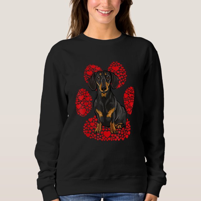Sudadera Black Dachshund Valentines Day Dog Love Paw (Anverso)