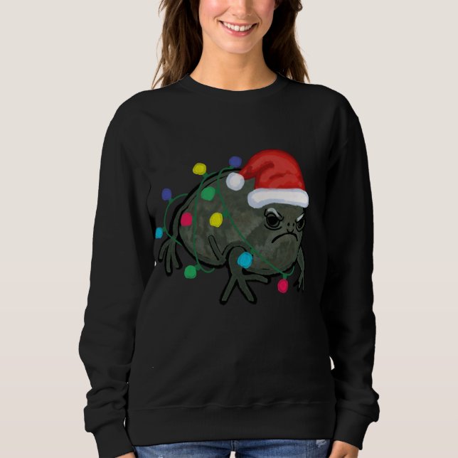 Sudadera Black Desert Rain Frog Santa Hat Christmas Tree Li (Anverso)