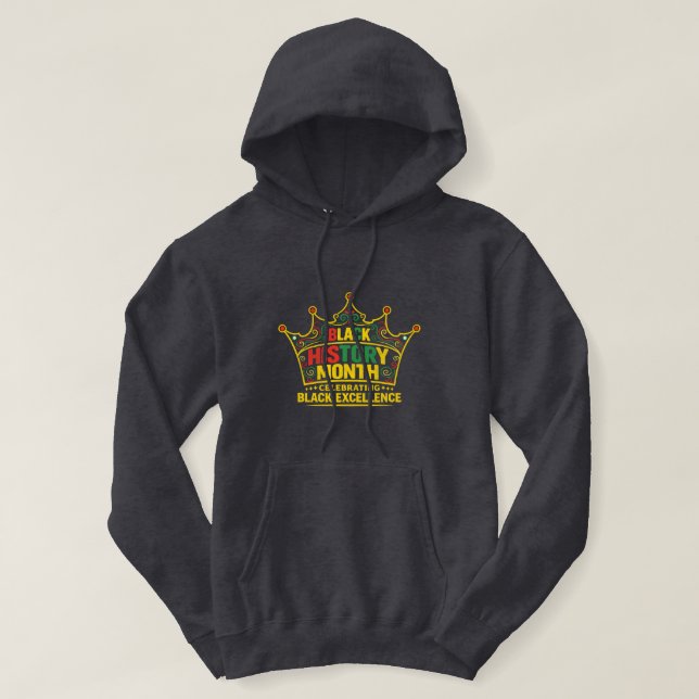 Sudadera Black Excellence Crown – Black History Month (Diseño del anverso)