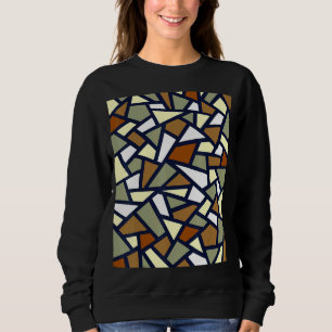 Sudadera Black Geometric Abstract Pattern Coffee Tan Gray W