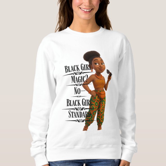 Sudadera Black Girl Standard,Afro Modern,Pixarstyle 3d (Anverso)