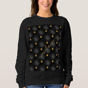 Sudadera Black Gold Diamond Tufted Custom Name Sweatshirt