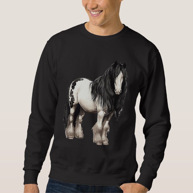 Sudadera Black Gypsy Vanner Horse  Riding Equestrian (Anverso)