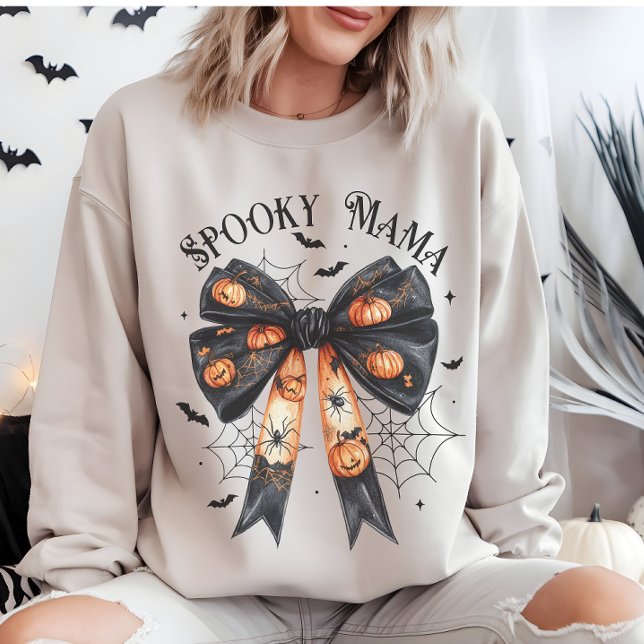 Sudadera Black Halloween Spooky Mama Bow Coquette (Black Halloween Spooky Mama Bow Coquette Sweatshirt)