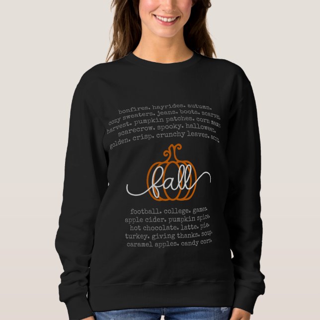 Sudadera Black Hello Fall Definition Wormpkin Autumn (Anverso)