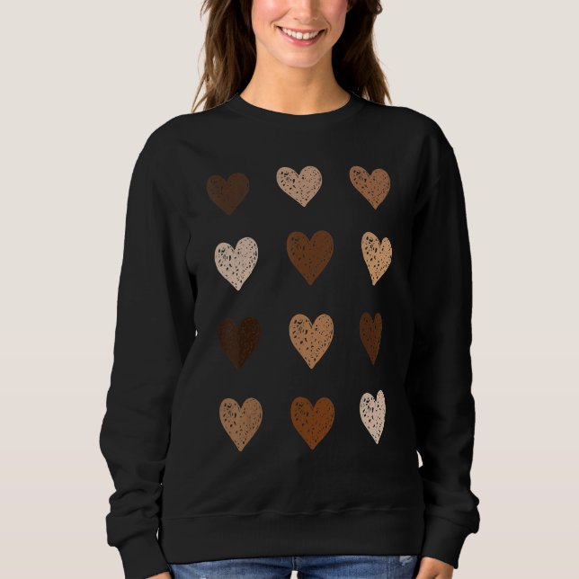 Sudadera Black History Month Tee Melanin Skin Tone Hearts V (Anverso)