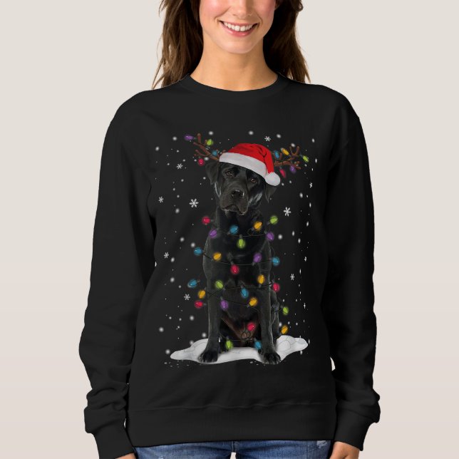 Sudadera Black Lab Labrador Árbol de Navidad Luz Pajama Per (Anverso)