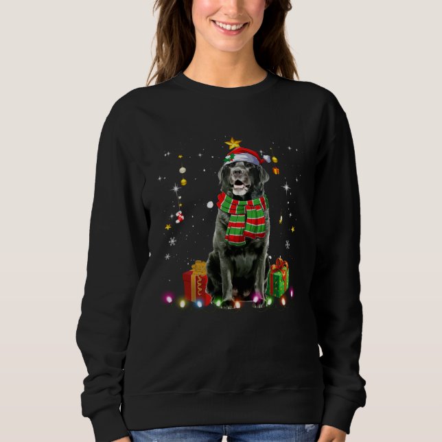 Sudadera Black Lab Santa Christmas Tree Lights  Xmas Pjs Bo (Anverso)