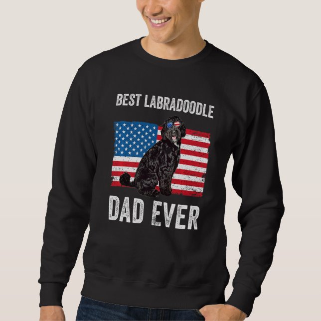 Sudadera Black Labradoodle Dad American Flag Dog Duerman Fu (Anverso)