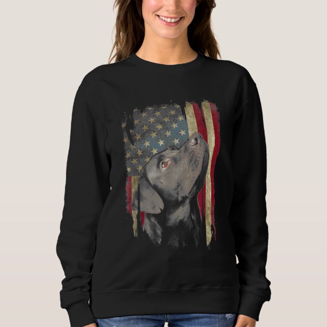 Sudadera Black Labrador regalo USA Flag Lab Duck Hunter (Anverso)