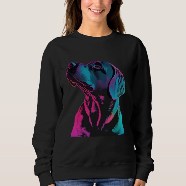 Sudadera Black Labrador Synthwave 80s Retrowave Aesthetic (Anverso)