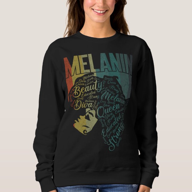 Sudadera Black Melanin Queen Apparel African American Afro  (Anverso)