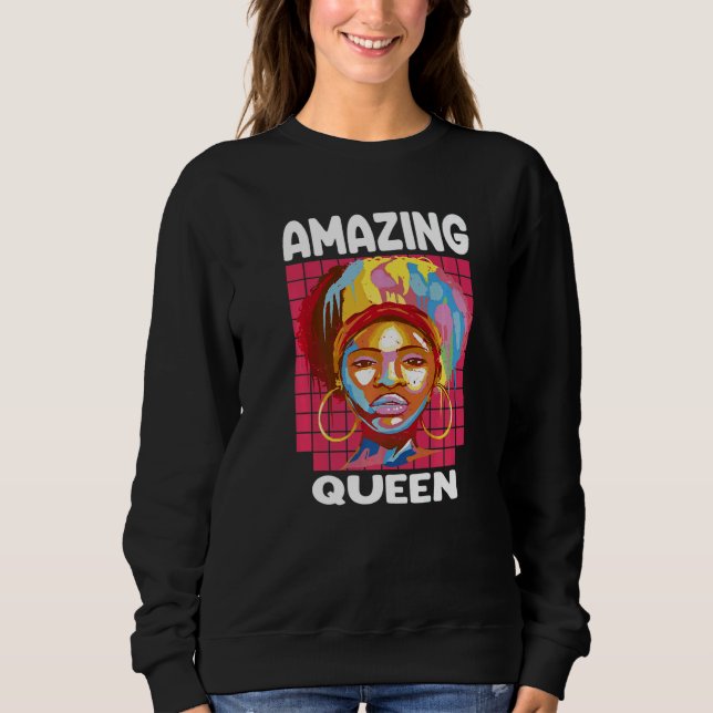 Sudadera Black Melanin Queen Colorful Afro Africa  South (Anverso)