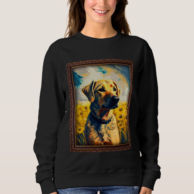 Sudadera Black Mouth Cur Painting Sunflower Flower Mom Wome (Anverso)