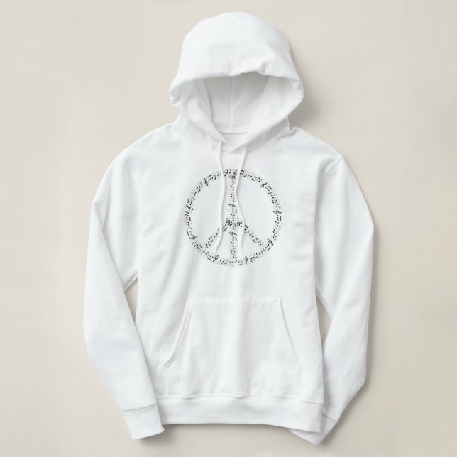 Sudadera Black Musical Notes Round Peace Sign (Diseño del anverso)