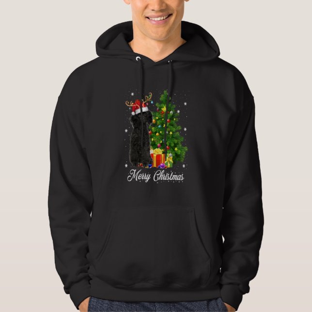 Sudadera Black Poodle Santa Christmas Tree Encende Navidad  (Anverso)