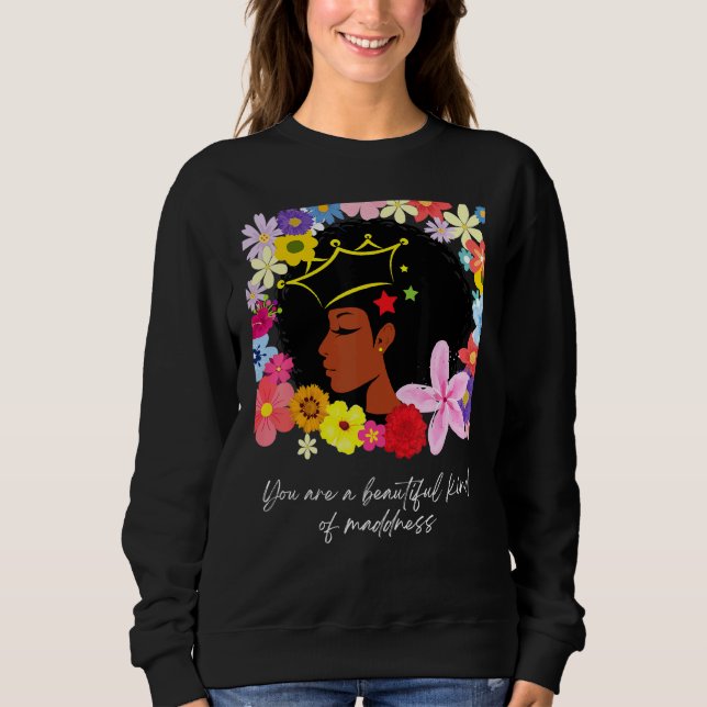 Sudadera Black Power Chica Magic Afro Queen Black Prige Flo (Anverso)