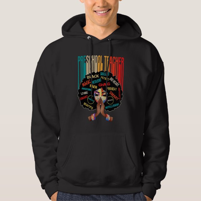 Sudadera Black Preschool Teacher Afro Melanin African Ameri (Anverso)
