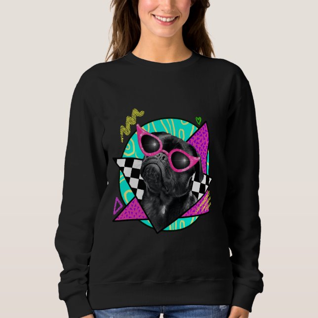 Sudadera Black Pug con gafas de sol rosadas camiseta clásic (Anverso)