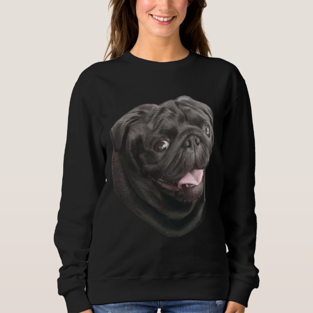 Sudadera Black Pug perro amante lindo divertido camiseta cl (Anverso)