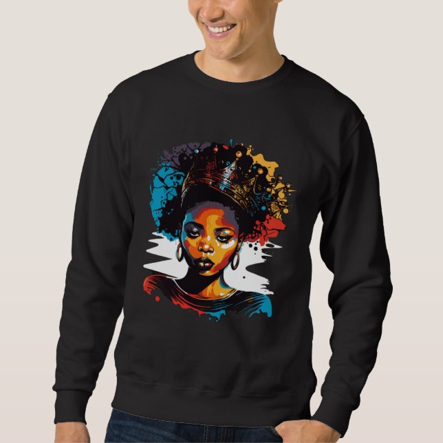 Sudadera Black Queen Afro Melanin Dripping Black History Mo (Anverso)