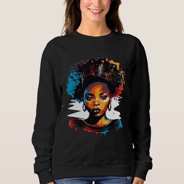 Sudadera Black Queen Afro Melanin Dripping Black History Mo (Anverso)