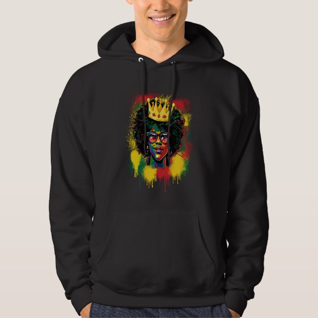 Sudadera Black Queen Dripping BHM Pride Afro American Woman (Anverso)