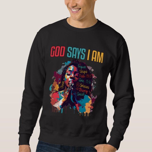 Sudadera Black Queen God Says Am I Black Melanin History Mo (Anverso)