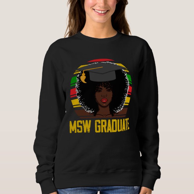 Sudadera Black Queen MSW Social Work Retro Afro Masters Gra (Anverso)