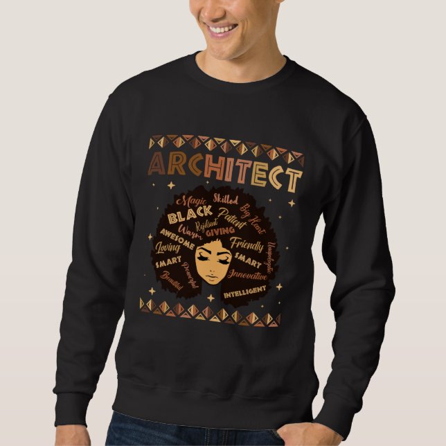 Sudadera Black Smart Architect Afro Hair Melanin African Am (Anverso)