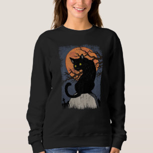 Sudadera Black Spooky Cat Halloween Sangre Moon Vintage Wit