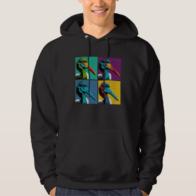 Sudadera Black Stork Pop Illustration Colorful Animal Men (Anverso)