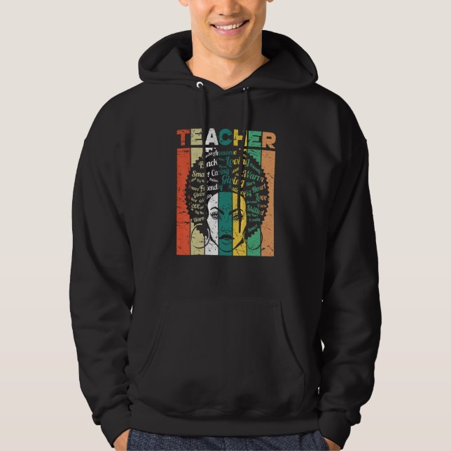 Sudadera Black Teacher Magic Melanin Hearts Black History M (Anverso)