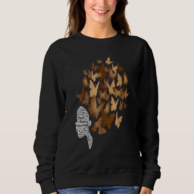 Sudadera Black Woman Afro Butterfly Guay Black History Mont (Anverso)