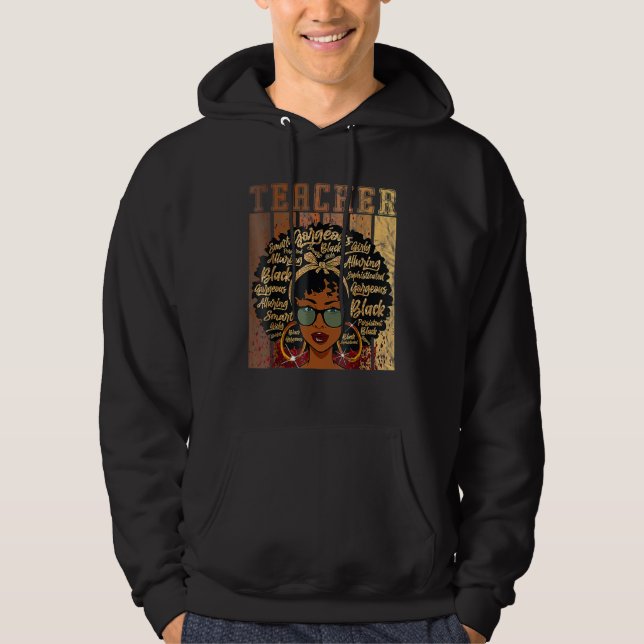 Sudadera Black Woman Teacher Afro Shirt Black History Month (Anverso)