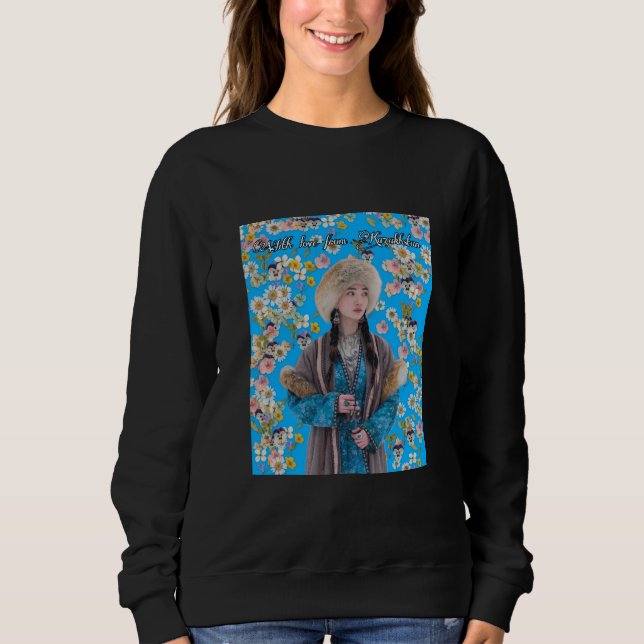 Sudadera Black Women’s Sweatshirt with Kazakh Girl (Anverso)
