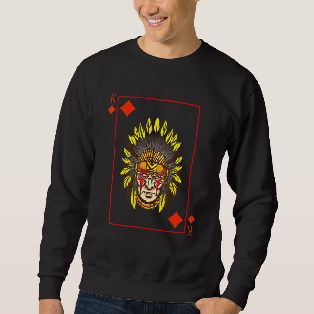 Sudadera Blackjack Rey de la Guerra Nativa Americana Bonnet (Anverso)