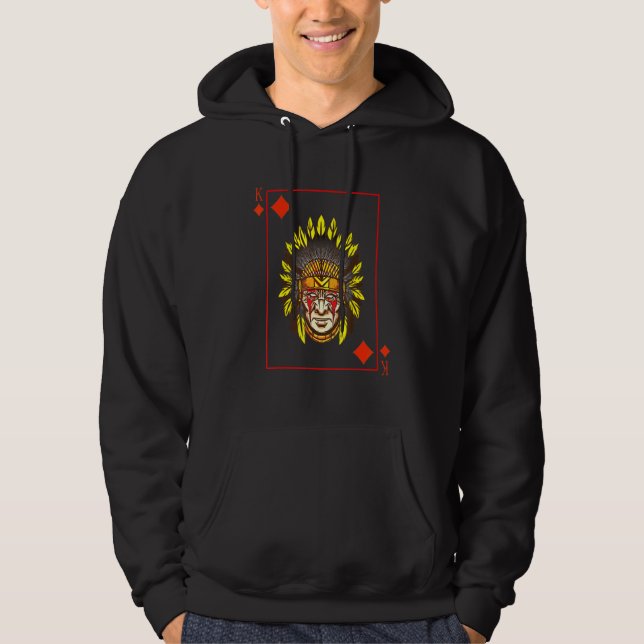 Sudadera Blackjack Rey de la Guerra Nativa Americana Bonnet (Anverso)