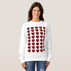 Sudadera Blanca con Corazones Rojos para Mujer