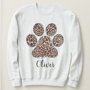 Sudadera Blanca con Estampado de Pata de Leopardo