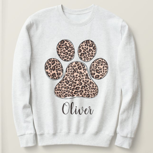 Sudadera Blanca con Estampado de Pata de Leopardo  (Anverso del diseño)