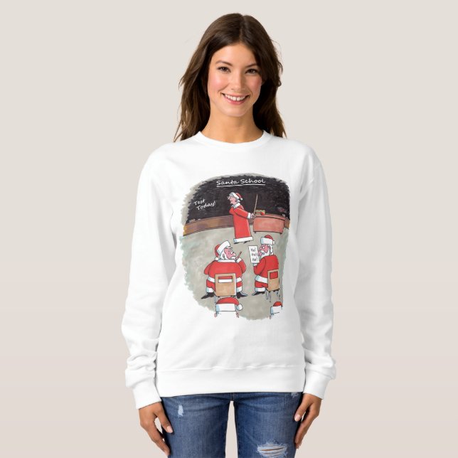 Sudadera blanca de las mujeres de Santa Test (Anverso completo)
