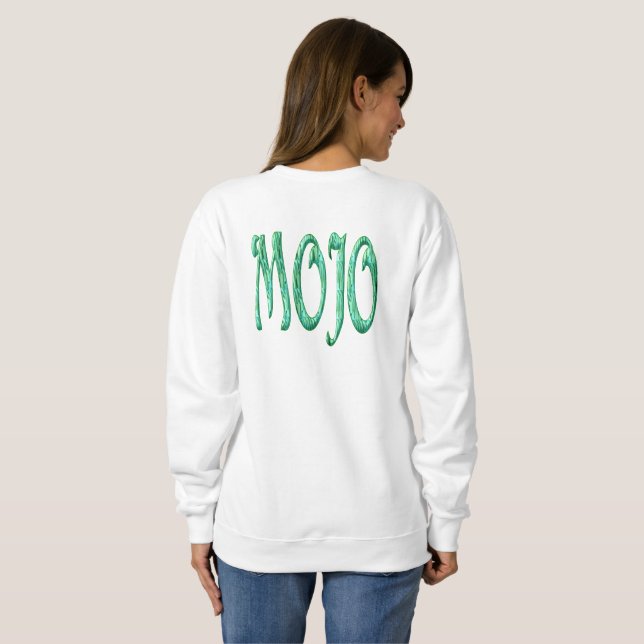 Sudadera blanca de mujer Mojo atrás (Reverso completo)
