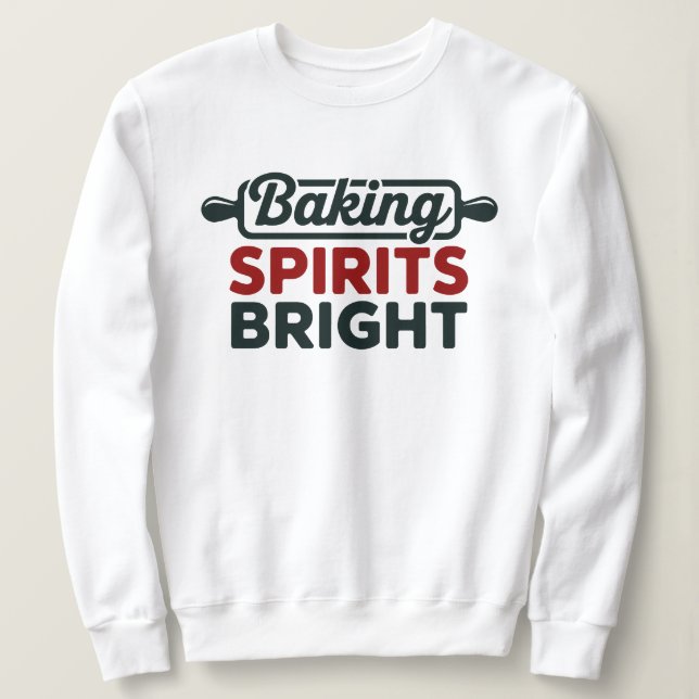 Sudadera Blanca de Navidad Baking Spirits Bright (Anverso del diseño)