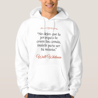 Sudadera blanca encapuchada unise, frases poéticas