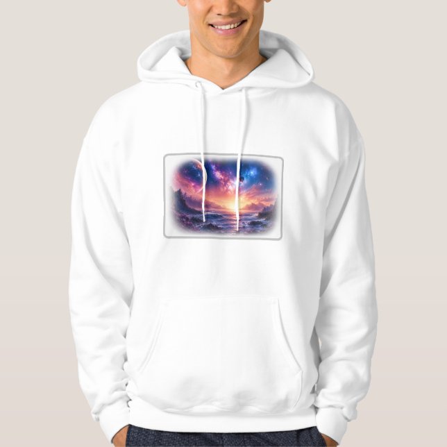Sudadera Blanca Galaxia Horizonte Celeste (Anverso)